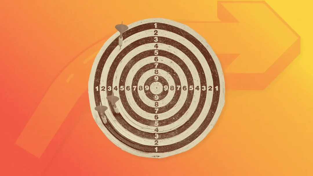 An illustration of a dartboard with darts hitting the target, representing precise audience targeting for paid social campaigns.